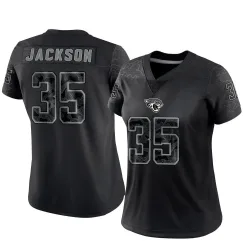 Women's Matthew Jackson Jacksonville Jaguars No.35 Limited Reflective Jersey - Black