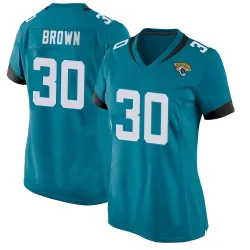 Women's Montaric Brown Jacksonville Jaguars No.30 Game Jersey - Teal