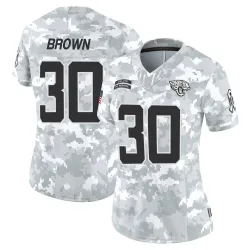 Women's Montaric Brown Jacksonville Jaguars No.30 Limited 2024 Salute to Service Jersey - Arctic Camo