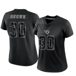 Women's Montaric Brown Jacksonville Jaguars No.30 Limited Reflective Jersey - Black
