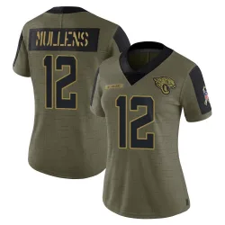 Women's Nick Mullens Jacksonville Jaguars No.12 Limited 2021 Salute To Service Jersey - Olive
