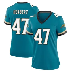 Women's Patrick Herbert Jacksonville Jaguars No.47 Game Prowler Throwback Jersey - Teal