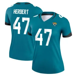 Women's Patrick Herbert Jacksonville Jaguars No.47 Legend Jersey - Teal