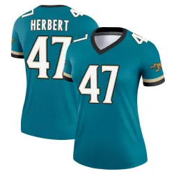 Women's Patrick Herbert Jacksonville Jaguars No.47 Legend Prowler Throwback Jersey - Teal