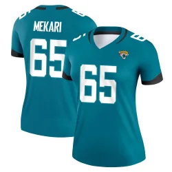 Women's Patrick Mekari Jacksonville Jaguars No.65 Legend Jersey - Teal