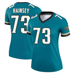 Women's Robert Hainsey Jacksonville Jaguars No.73 Legend Prowler Throwback Jersey - Teal