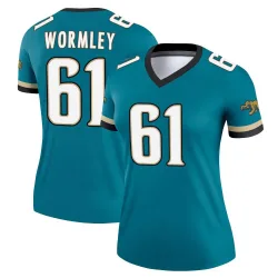 Women's Sal Wormley Jacksonville Jaguars No.61 Legend Prowler Throwback Jersey - Teal