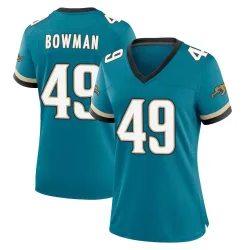 Women's Shawn Bowman Jacksonville Jaguars No.49 Game Prowler Throwback Jersey - Teal