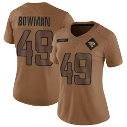 Women's Shawn Bowman Jacksonville Jaguars No.49 Limited 2023 Salute To Service Jersey - Brown