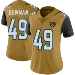 Women's Shawn Bowman Jacksonville Jaguars No.49 Limited Color Rush Vapor Untouchable Jersey - Gold