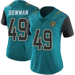 Women's Shawn Bowman Jacksonville Jaguars No.49 Limited Vapor Untouchable Team Color Jersey - Teal