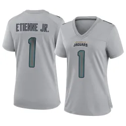 Women's Travis Etienne Jr. Jacksonville Jaguars No.1 Game Atmosphere Fashion Jersey - Gray