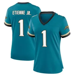 Women's Travis Etienne Jr. Jacksonville Jaguars No.1 Game Prowler Throwback Jersey - Teal