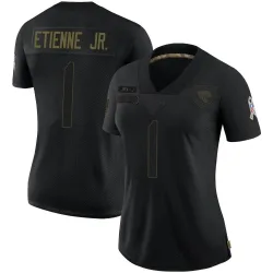 Women's Travis Etienne Jr. Jacksonville Jaguars No.1 Limited 2020 Salute To Service Jersey - Black