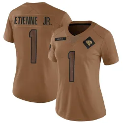 Women's Travis Etienne Jr. Jacksonville Jaguars No.1 Limited 2023 Salute To Service Jersey - Brown