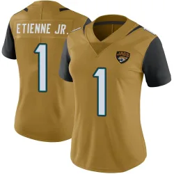 Women's Travis Etienne Jr. Jacksonville Jaguars No.1 Limited Color Rush Vapor Untouchable Jersey - Gold