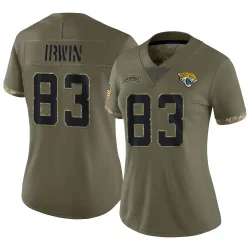 Women's Trenton Irwin Jacksonville Jaguars No.83 Limited 2022 Salute To Service Jersey - Olive
