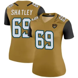 Women's Tyler Shatley Jacksonville Jaguars No.69 Legend Color Rush Bold Jersey - Gold