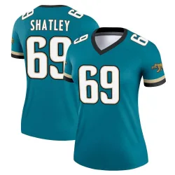 Women's Tyler Shatley Jacksonville Jaguars No.69 Legend Prowler Throwback Jersey - Teal