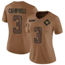 Women's Tyson Campbell Jacksonville Jaguars No.3 Limited 2023 Salute To Service Jersey - Brown