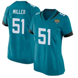 Women's Ventrell Miller Jacksonville Jaguars No.51 Game Jersey - Teal