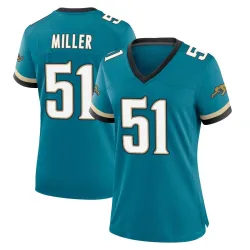 Women's Ventrell Miller Jacksonville Jaguars No.51 Game Prowler Throwback Jersey - Teal