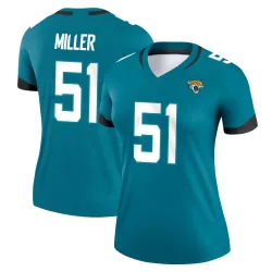 Women's Ventrell Miller Jacksonville Jaguars No.51 Legend Jersey - Teal