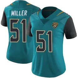 Women's Ventrell Miller Jacksonville Jaguars No.51 Limited Vapor Untouchable Team Color Jersey - Teal