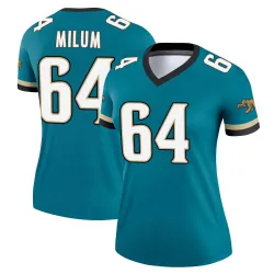 Women's Wyatt Milum Jacksonville Jaguars No.64 Legend Prowler Throwback Jersey - Teal