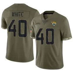 Youth Aydan White Jacksonville Jaguars No.40 Limited 2022 Salute To Service Jersey - Olive