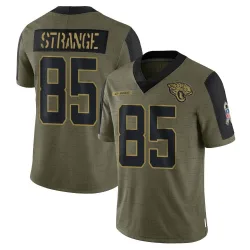 Youth Brenton Strange Jacksonville Jaguars No.85 Limited 2021 Salute To Service Jersey - Olive