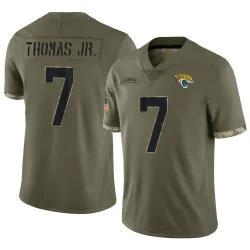 Youth Brian Thomas Jr. Jacksonville Jaguars No.7 Limited 2022 Salute To Service Jersey - Olive