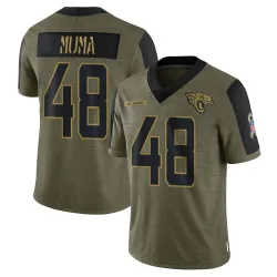 Youth Chad Muma Jacksonville Jaguars No.48 Limited 2021 Salute To Service Jersey - Olive
