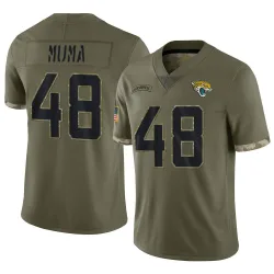 Youth Chad Muma Jacksonville Jaguars No.48 Limited 2022 Salute To Service Jersey - Olive