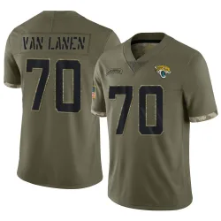 Youth Cole Van Lanen Jacksonville Jaguars No.70 Limited 2022 Salute To Service Jersey - Olive