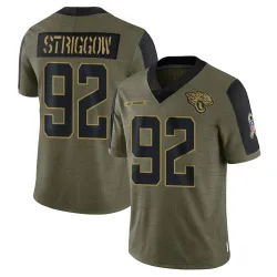 Youth Danny Striggow Jacksonville Jaguars No.92 Limited 2021 Salute To Service Jersey - Olive