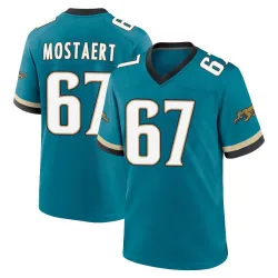 Youth Eli Mostaert Jacksonville Jaguars No.67 Game Prowler Throwback Jersey - Teal