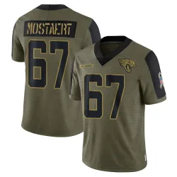 Youth Eli Mostaert Jacksonville Jaguars No.67 Limited 2021 Salute To Service Jersey - Olive