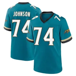 Youth Fred Johnson Jacksonville Jaguars No.74 Game Prowler Throwback Jersey - Teal