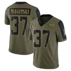 Youth Jabbar Muhammad Jacksonville Jaguars No.37 Limited 2021 Salute To Service Jersey - Olive
