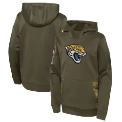 Youth Jacksonville Jaguars No. 2022 Salute to Service Performance Pullover Hoodie - Olive