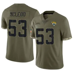 Youth Jalen McLeod Jacksonville Jaguars No.53 Limited 2022 Salute To Service Jersey - Olive