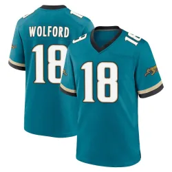 Youth John Wolford Jacksonville Jaguars No.18 Game Prowler Throwback Jersey - Teal