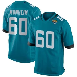Youth Jonah Monheim Jacksonville Jaguars No.60 Game Jersey - Teal