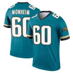 Youth Jonah Monheim Jacksonville Jaguars No.60 Legend Prowler Throwback Jersey - Teal