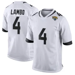 Youth Josh Lambo Jacksonville Jaguars No.4 Game Jersey - White