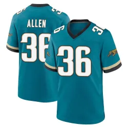 Youth LeQuint Allen Jacksonville Jaguars No.36 Game Prowler Throwback Jersey - Teal