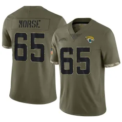 Youth Mitch Morse Jacksonville Jaguars No.65 Limited 2022 Salute To Service Jersey - Olive