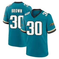 Youth Montaric Brown Jacksonville Jaguars No.30 Game Prowler Throwback Jersey - Teal