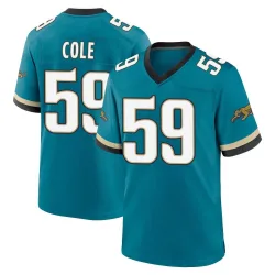 Youth Myles Cole Jacksonville Jaguars No.59 Game Prowler Throwback Jersey - Teal